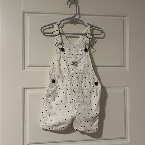OshKosh White Polka Dot Shorts Overalls